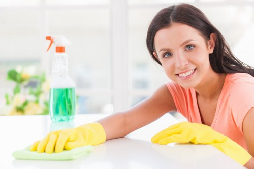 Living room carpet cleaning scene with fresh flooring