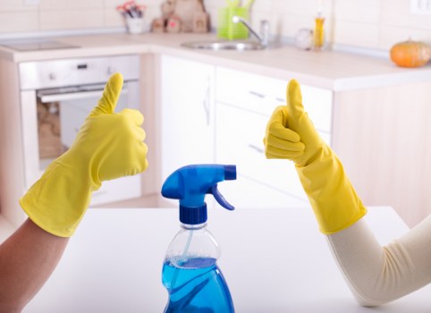 Modern Docklands apartment furniture being cleaned