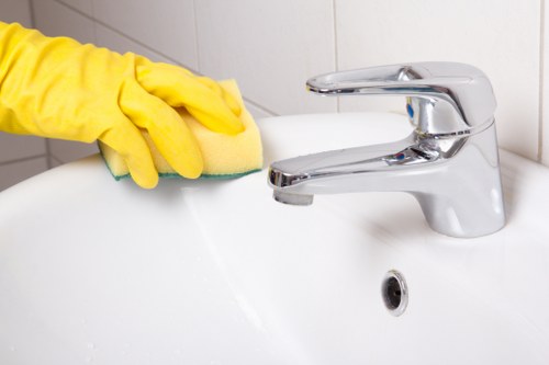 Professional house cleaning in a bright living room