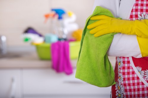 Deep cleaning process with tools and supplies on display