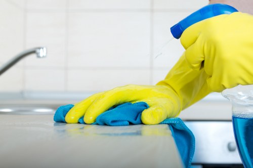 Final post-construction cleaning in a modern property
