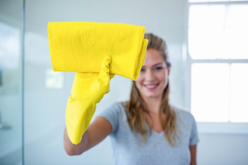 Dusting and sanitizing a new home interior