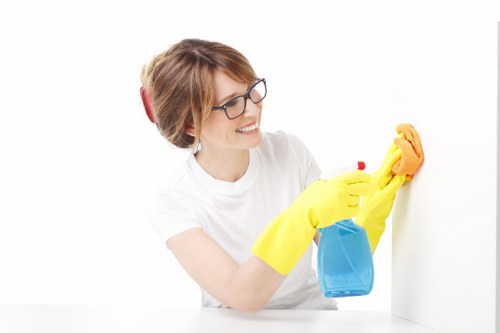 Close-up of sofa upholstery cleaning process in Docklands