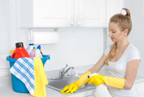 Sanitized high-touch surfaces in a business environment